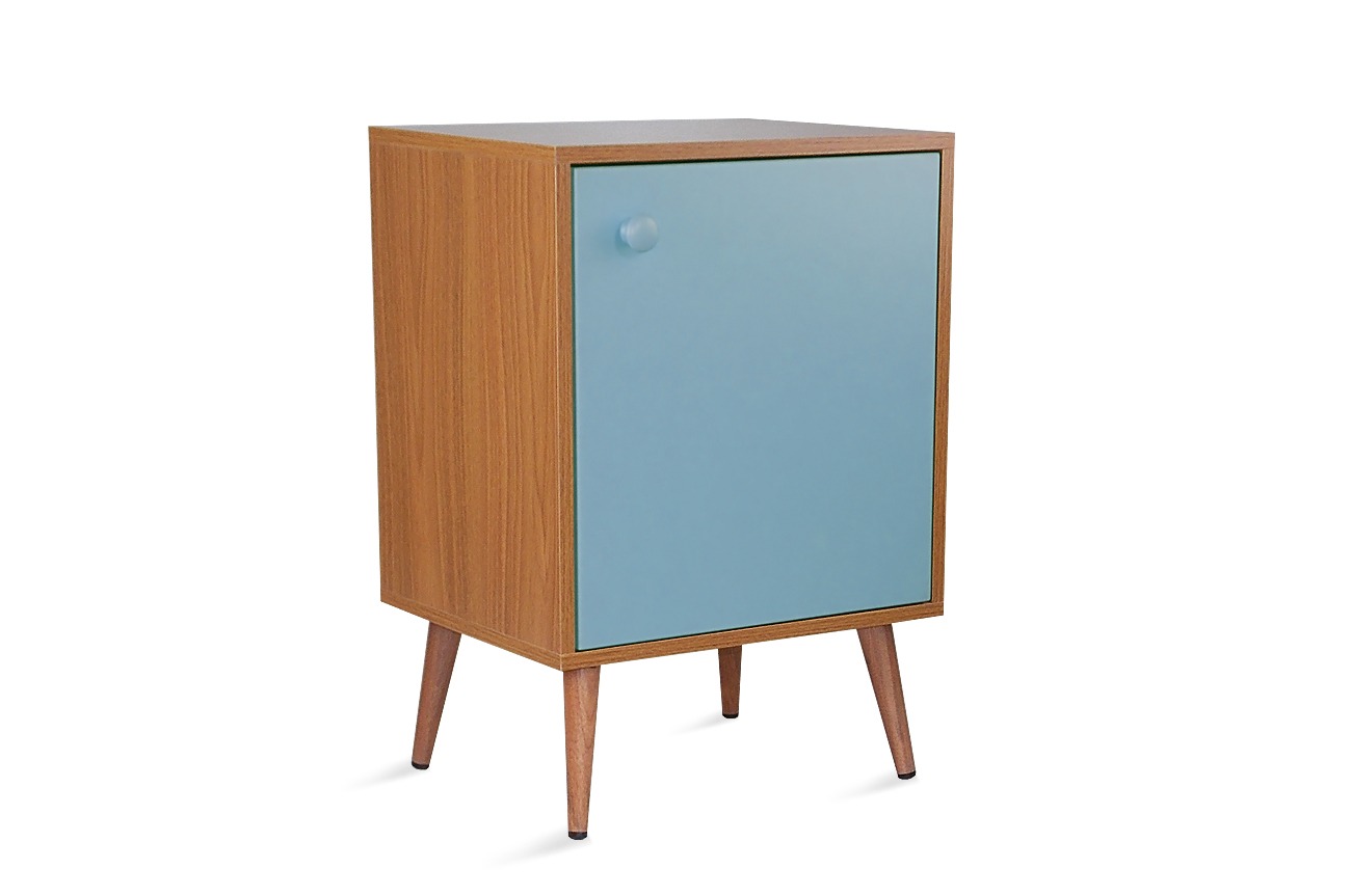 Criado mudo com porta azul