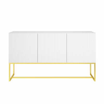 Buffet Friso 3 Portas 136 cm - Branco c/ Base de Metal