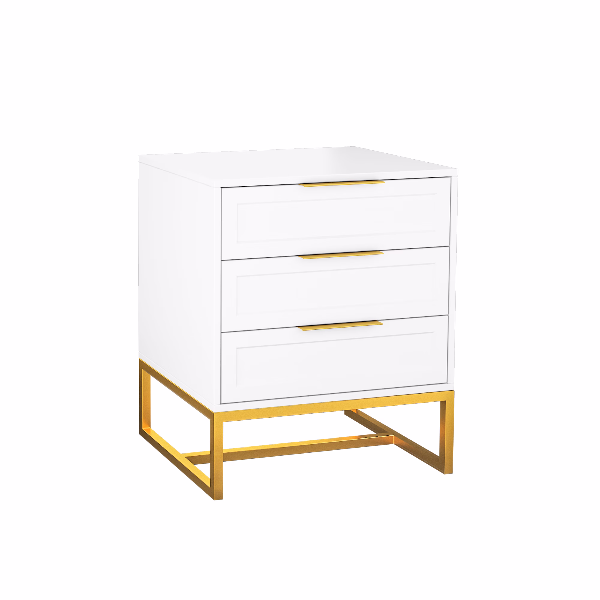 Mesa de Cabeceira Classic 45cm Branco e Dourado