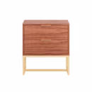 Mesa de Cabeceira Iron 2 Gavetas - Lâmina Natural