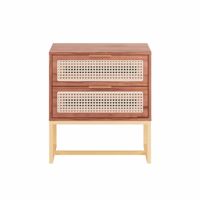 Mesa de Cabeceira Sevilha c/ Palha Indiana - Lâmina de madeira