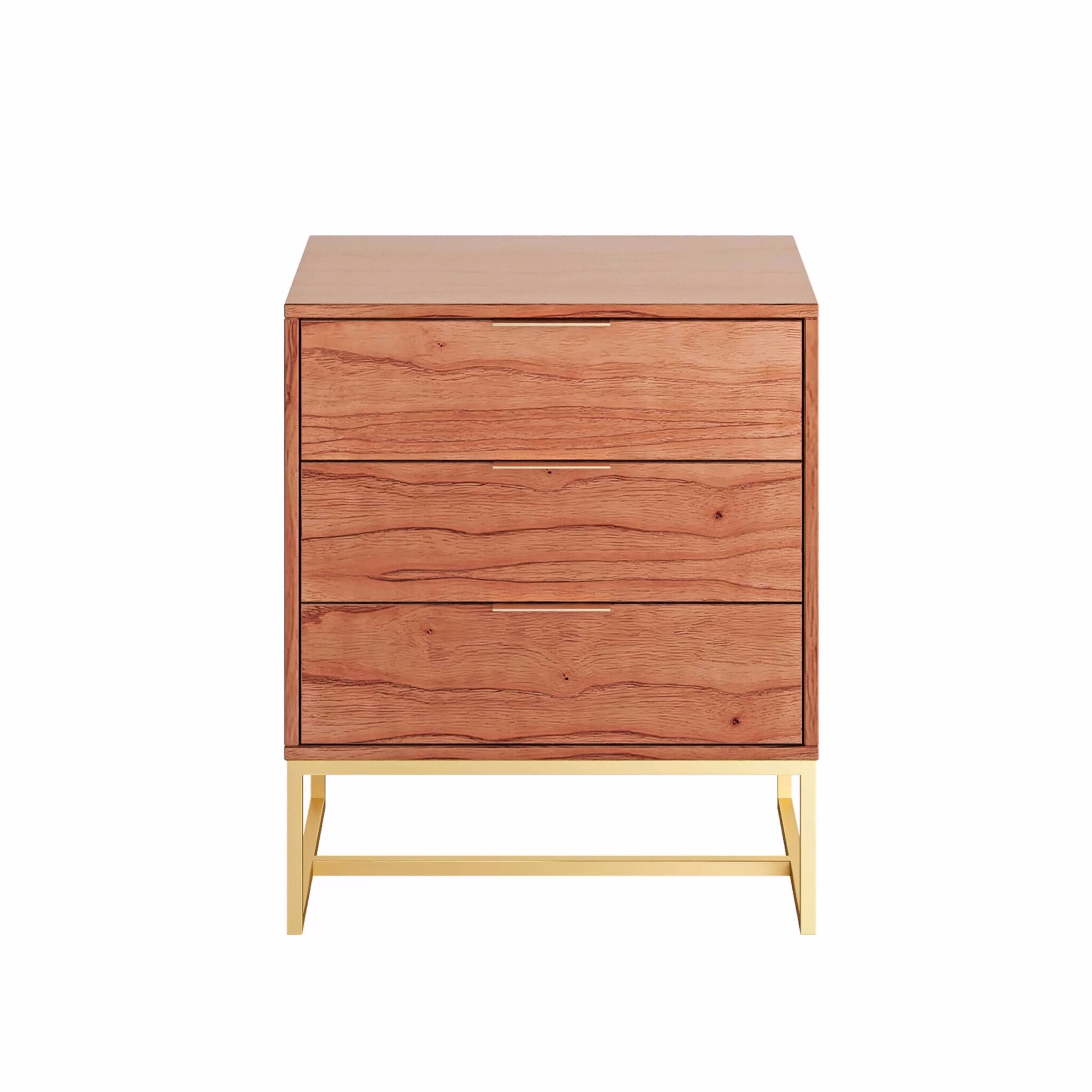 Mesa de Cabeceira Iron 3 Gavetas - Lâmina de Madeira