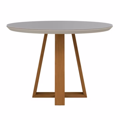 Mesa de Jantar Bennett Redonda c/ Vidro 115 cm - Off-White