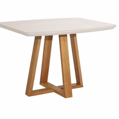 Mesa de Jantar Bennett c/ Vidro - Off-White