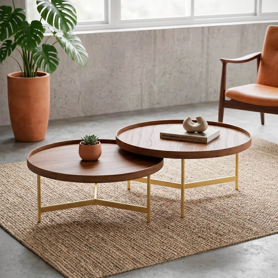 Conjunto de Mesas de Centro Edge - Lâmina de Carvalho Natural - Imagem 4