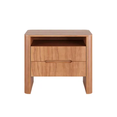 Mesa de Cabeceira Flow com Nicho - Lâmina de madeira Carvalho Natural