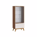 Cristaleira Classic 1 Gaveta - Off-White c/ Freijó