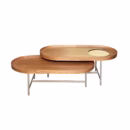 Conjunto de Mesas de Centro Oval c/ Palha Indiana