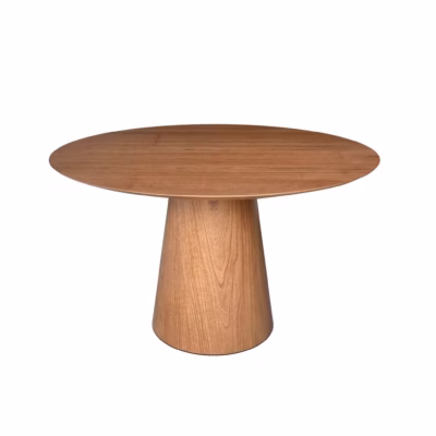 Mesa de Jantar Cone Redonda - Lâmina de Madeira - Castanho