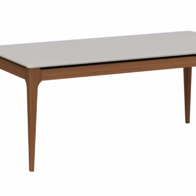 Mesa de Jantar Addar c/ Vidro - Off-White c/ Natural