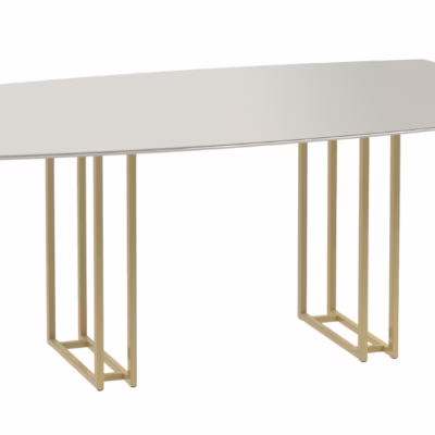 Mesa de Jantar Line - Off-White c/ Dourado