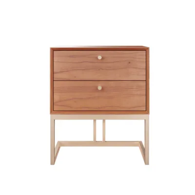 Mesa de Cabeceira Wood 2 gavetas - Lâmina de Madeira Carvalho
