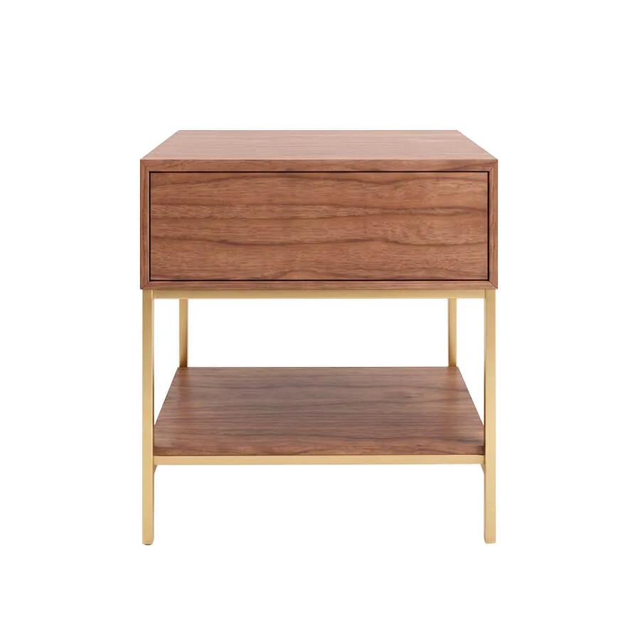 Mesa de Cabeceira Slim 1 gaveta - Lâmina de Madeira Carvalho